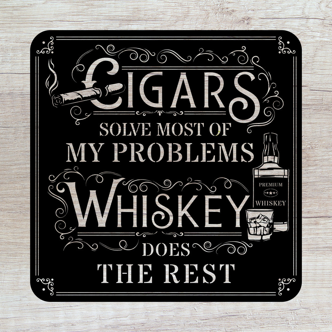 Whiskey and Cigar Bar Metal Sign