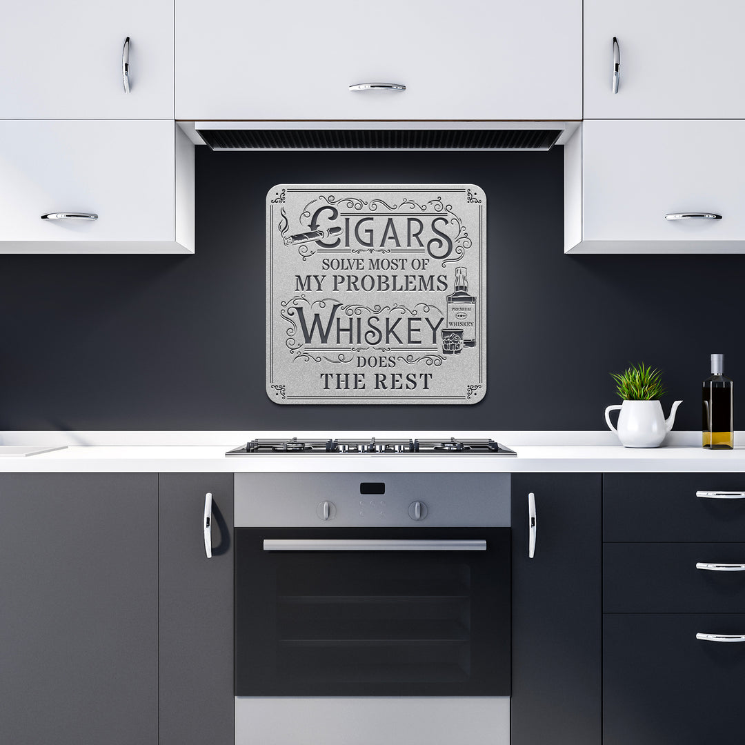 Whiskey and Cigar Bar Metal Sign