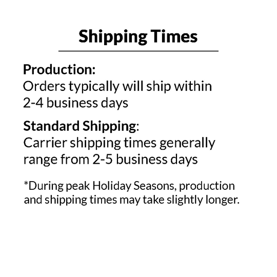 Shipping times for Cartba metal signs including production and standard delivery estimates