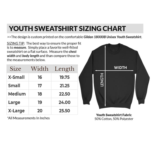 Horse Youth Sweatshirt Sizing Chart
