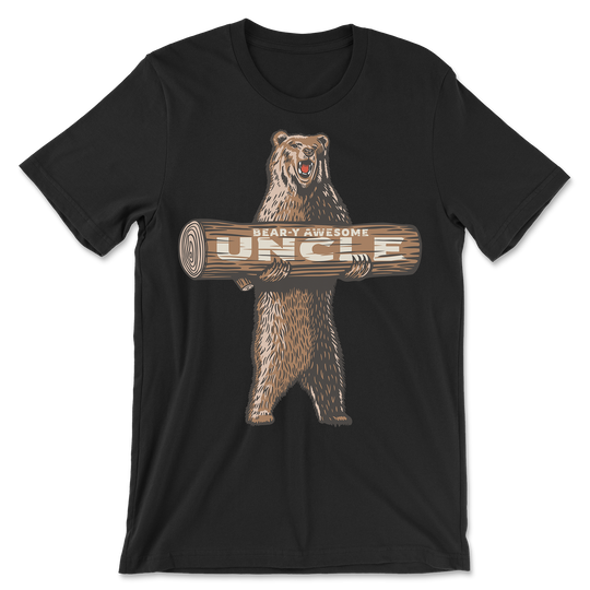Awesome Uncle Shirt black t-shirt with Bear-y Awesome Uncle roaring bear graphic