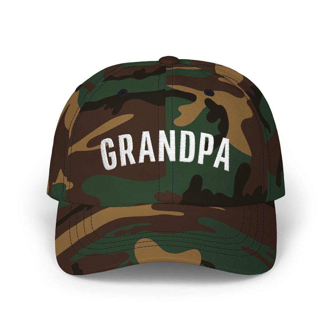 Camouflage cap with Grandpa text embroidered