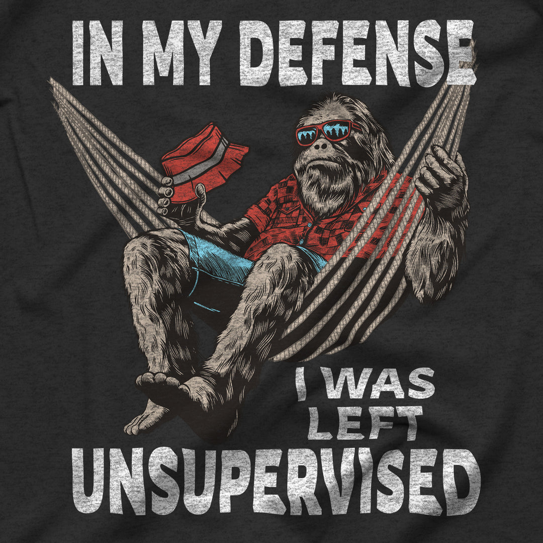 In my defense I was left unsupervised funny t-shirt closeup of graphic design.