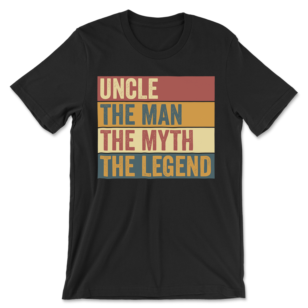 Uncle Legend Shirt black t-shirt with The Man The Myth The Legend vintage design