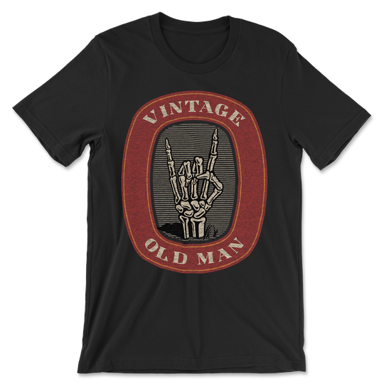 Vintage Old Man Skeleton Hand Shirt