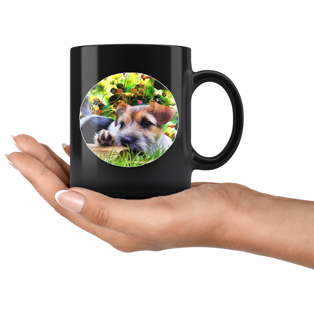 Terrier Puppy Art Mug - Black 11 oz.