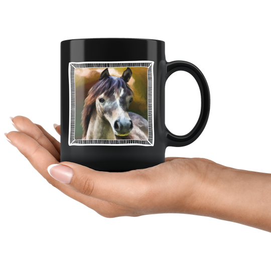 Horse Face Art Mug - Black 11 oz.