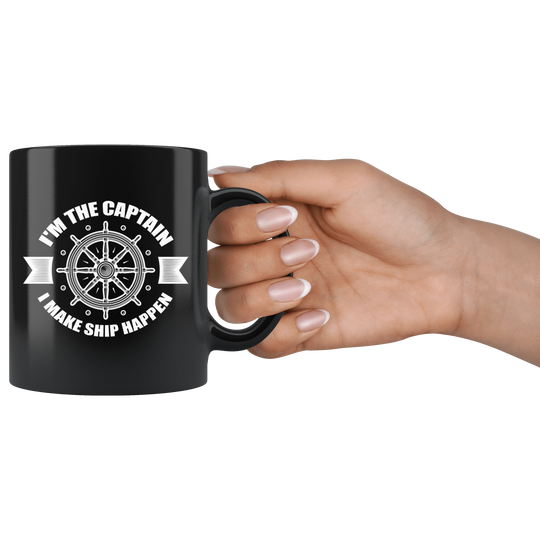 Captain Ship Mug - Black 11 oz.