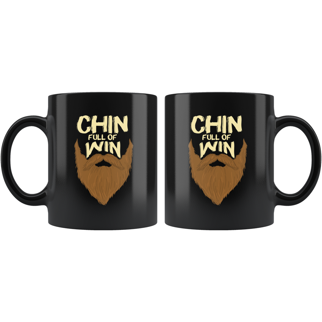 Chin Full Of Win Beard Mug - Black 11 oz.
