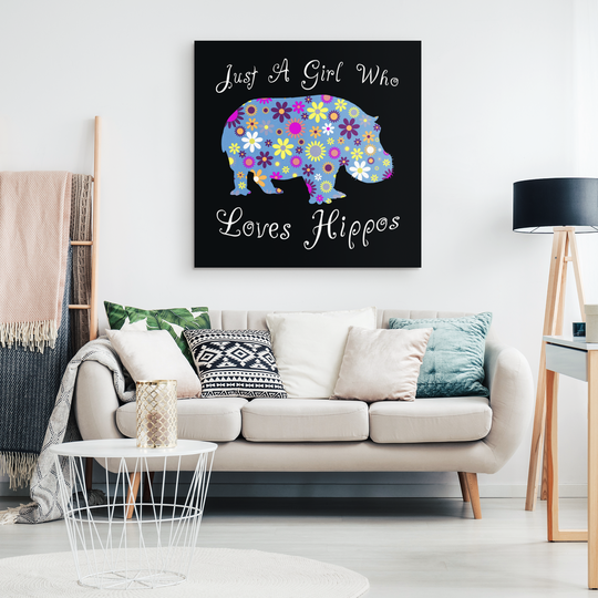 Hippo Wall Art Canvas Print For Girls Bedrooms