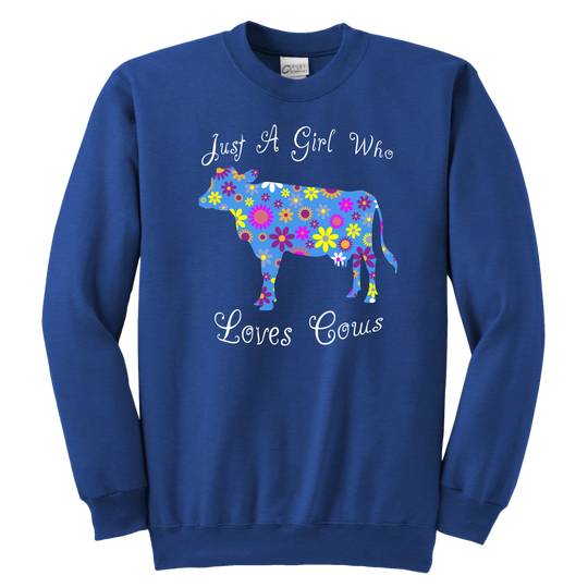 Girl Loves Cows Youth Sweatshirt