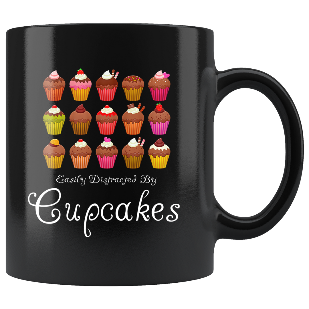Distracted By Cupcakes Mug - Black 11 oz.