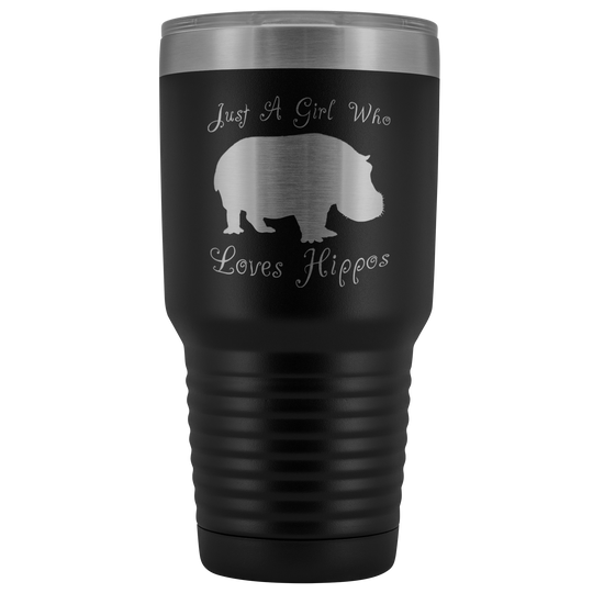 Girl Loves Hippos Tumbler Travel Mug - 30 Oz.