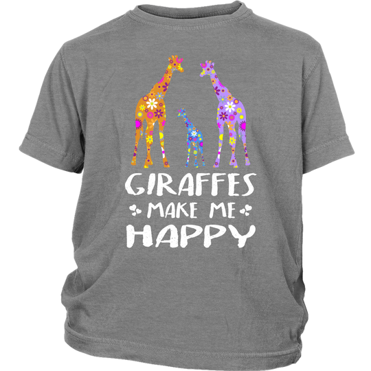 Giraffes Make Me Happy Shirt - Grey