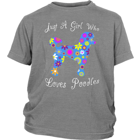 Poodle Dog Lover Shirt For Girls - Grey