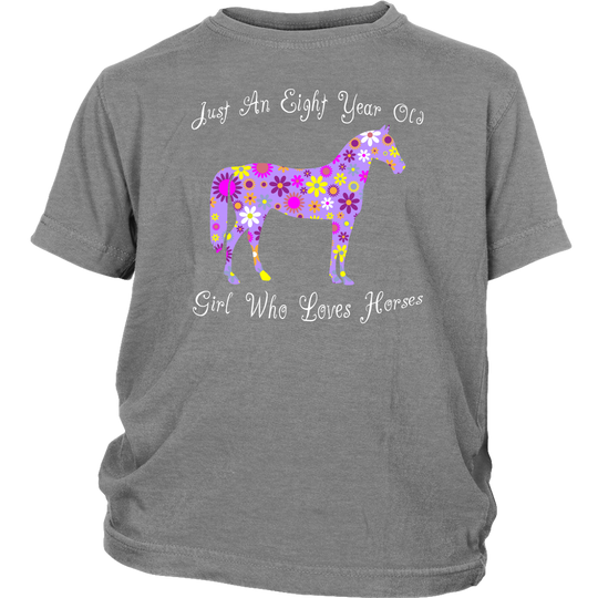 Horse Birthday Shirt 8 Year Old Girls - Grey