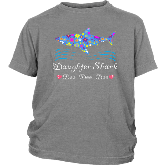 Daughter Shark Doo Doo Shirt For Girls - Grey