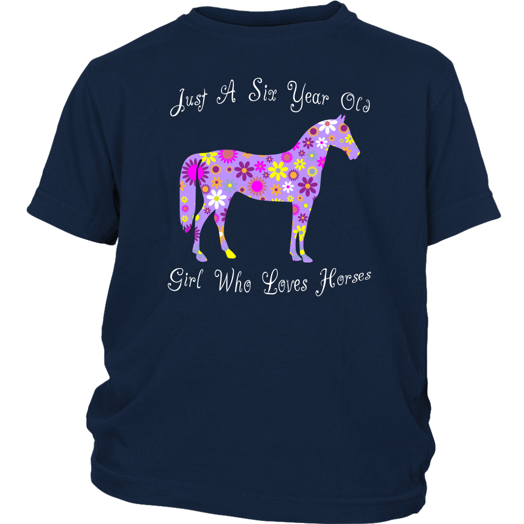 Horse Birthday Shirt 6 Year Old Girls - Navy