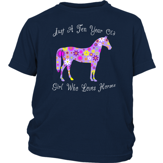Horse Birthday Shirt 10 Year Old Girls - Navy