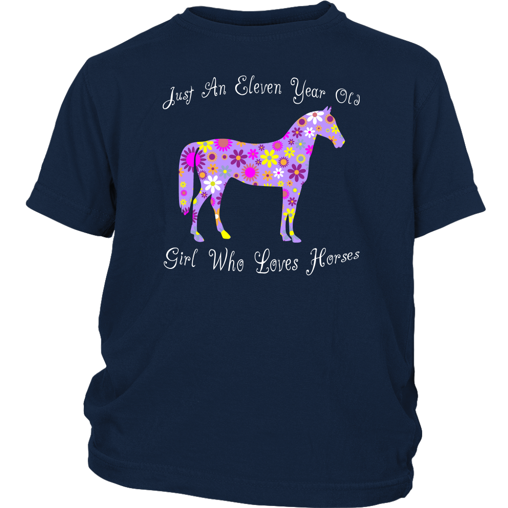 Horse Birthday Shirt 11 Year Old Girls - Navy