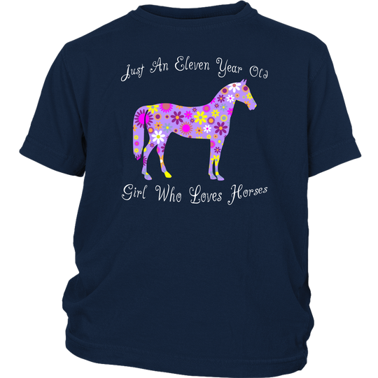 Horse Birthday Shirt 11 Year Old Girls - Navy