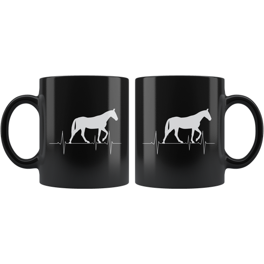 Horse Heartbeat Coffee Mug - Black 11 oz.