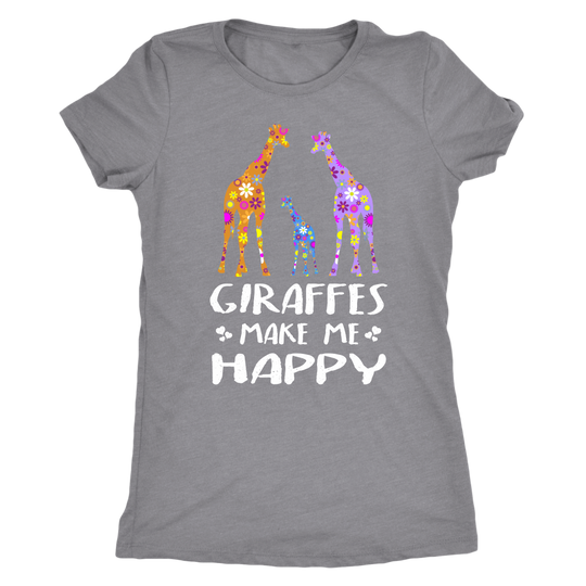 Giraffes Make Me Happy Shirt - Women's Triblend