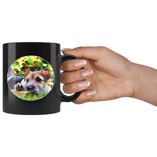Terrier Puppy Art Mug - Black 11 oz.