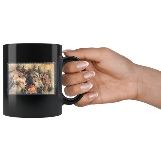 Vintage Horse Mug - Black 11 oz.