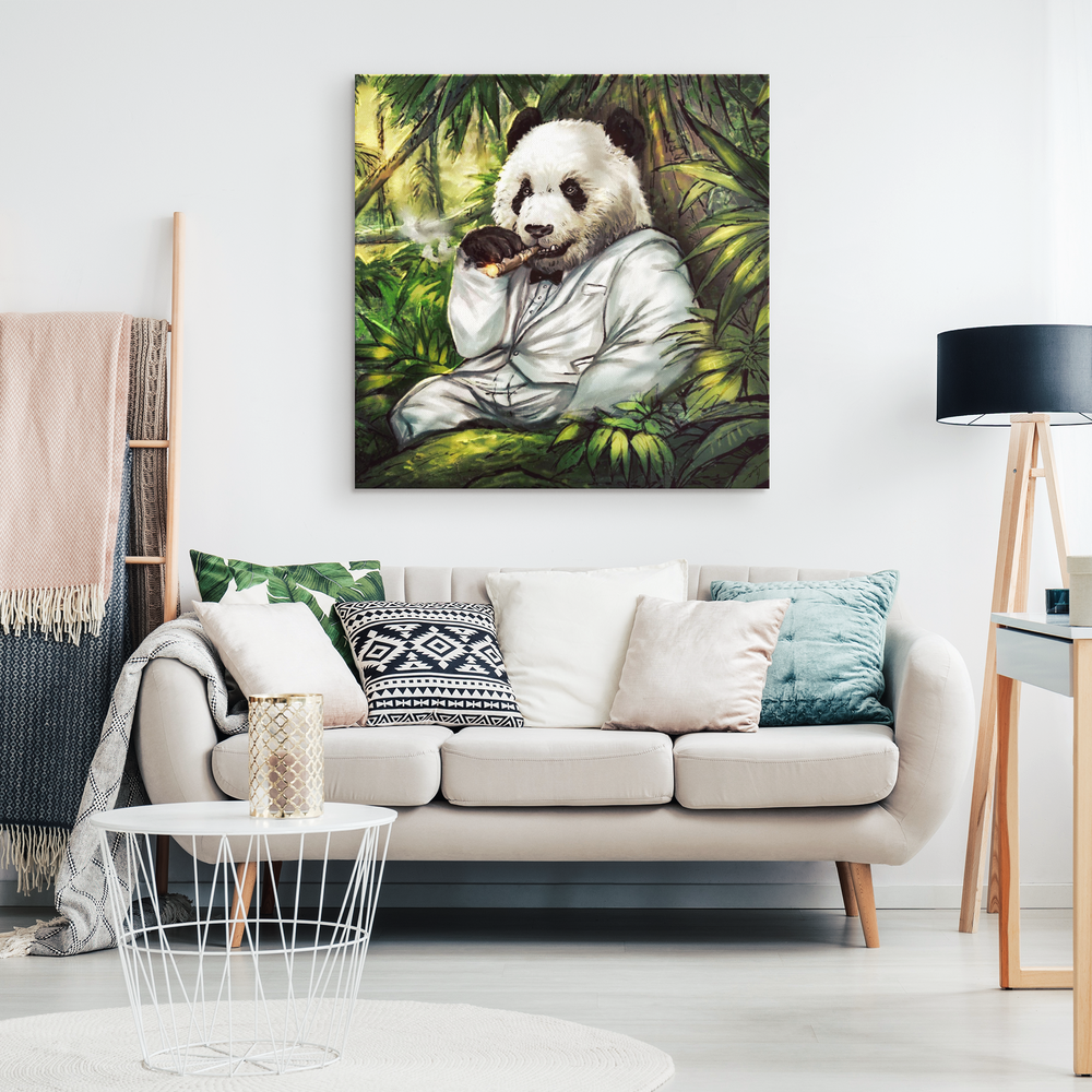 Cigar Panda In The Jungle Wall Art