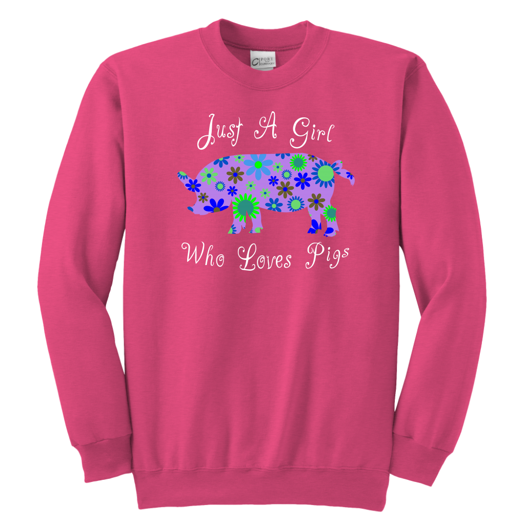 Girl Loves Pigs Youth Sweatshirt