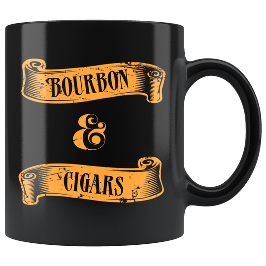 bourbon and cigar lover mug black 11 oz