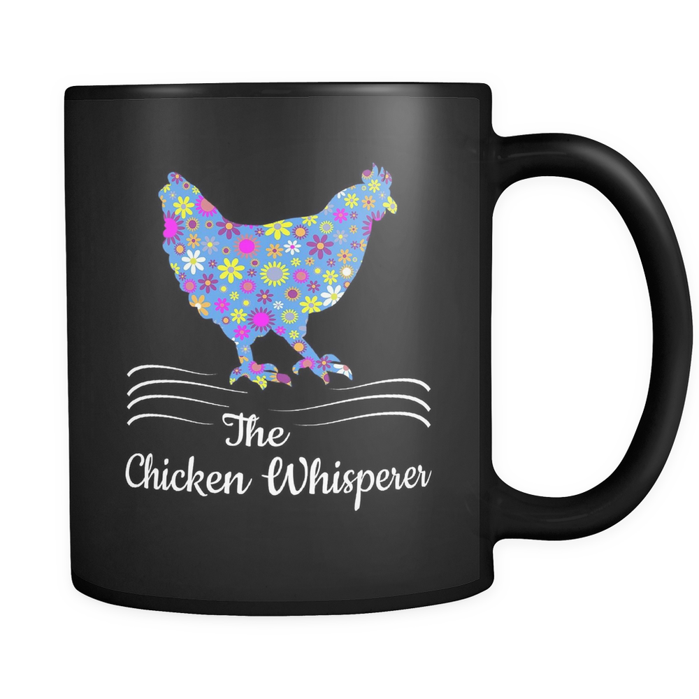 The Chicken Whisperer Floral Mug - Black 11 Oz.
