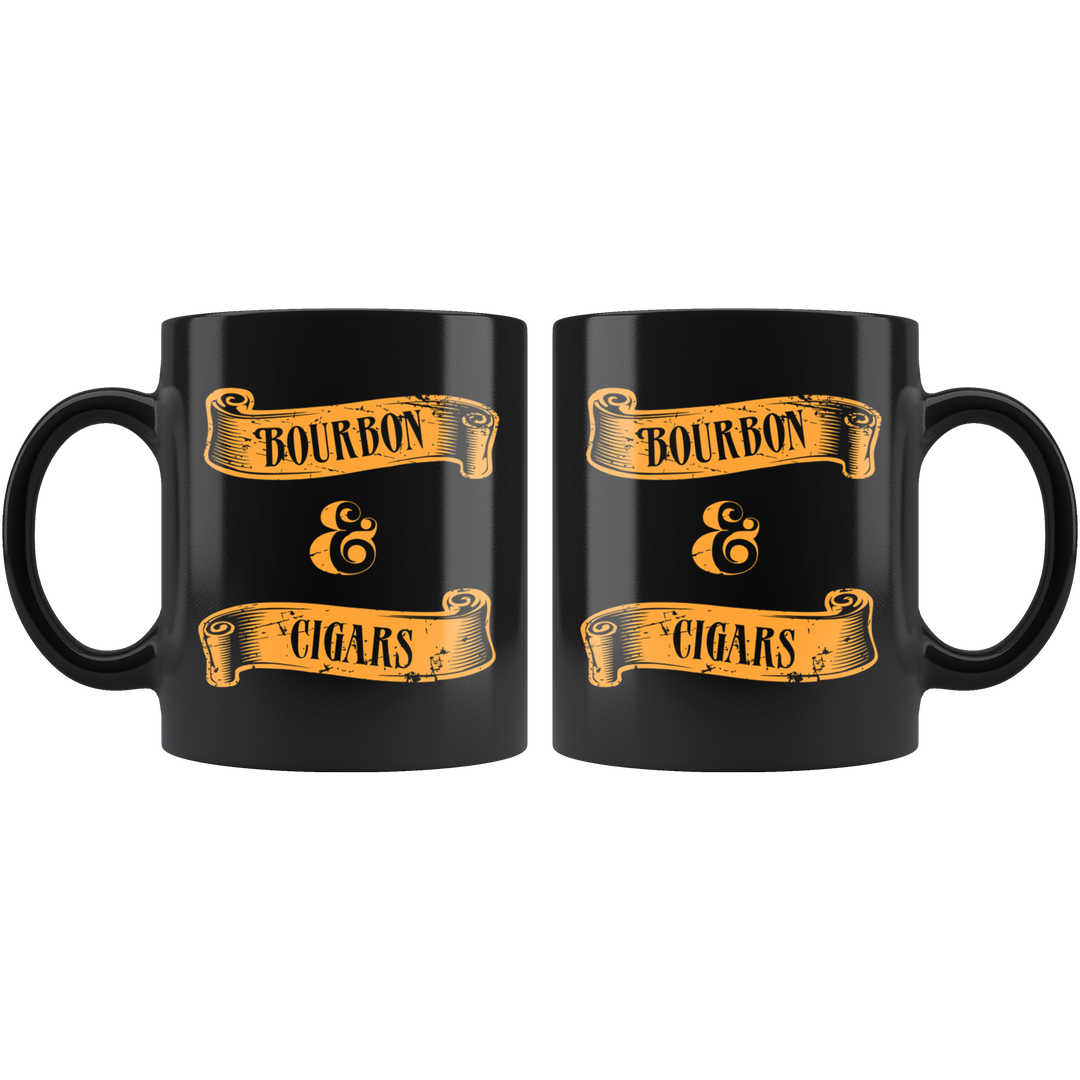 cigar and whiskey lover coffee mug front and back graphic