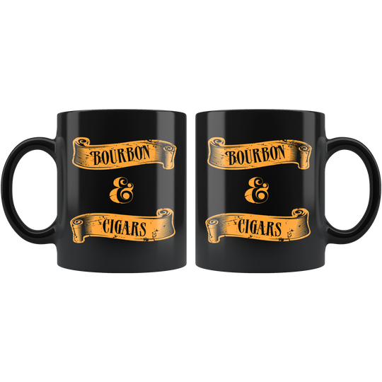 cigar and whiskey lover coffee mug front and back graphic