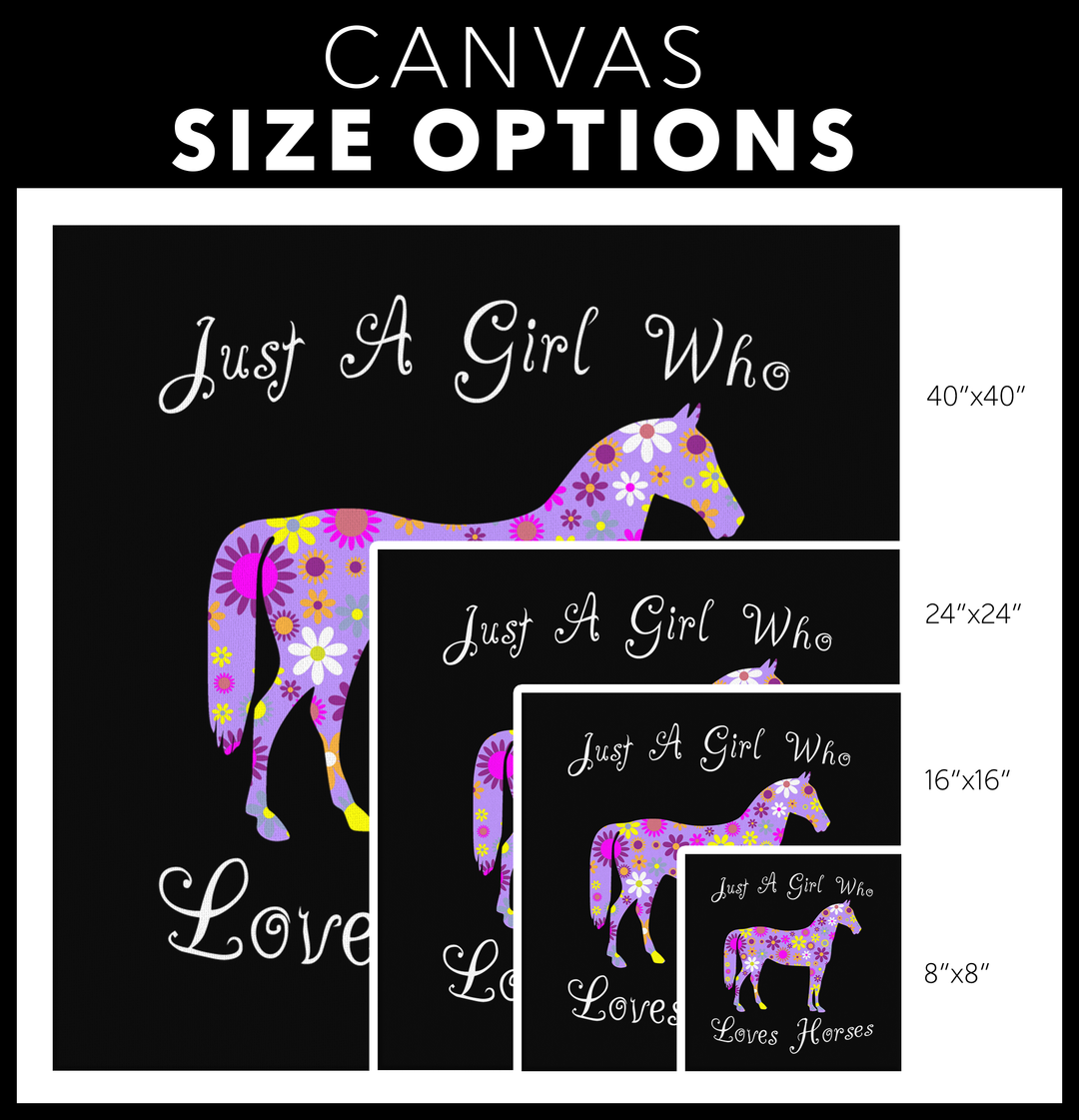 Just A Girl Who Loves Horses Canvas Wall Art - Size Options