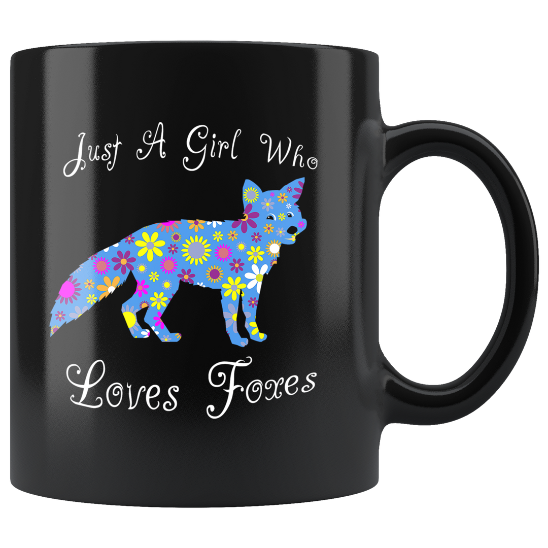 Girl Loves Foxes Mug - Black 11 oz.