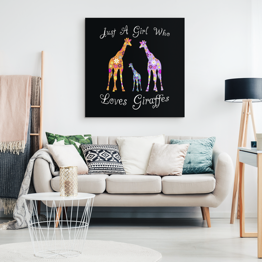 Just A Girl Who Loves Giraffes Canvas Wall Art - Zoo Themed Gifts
