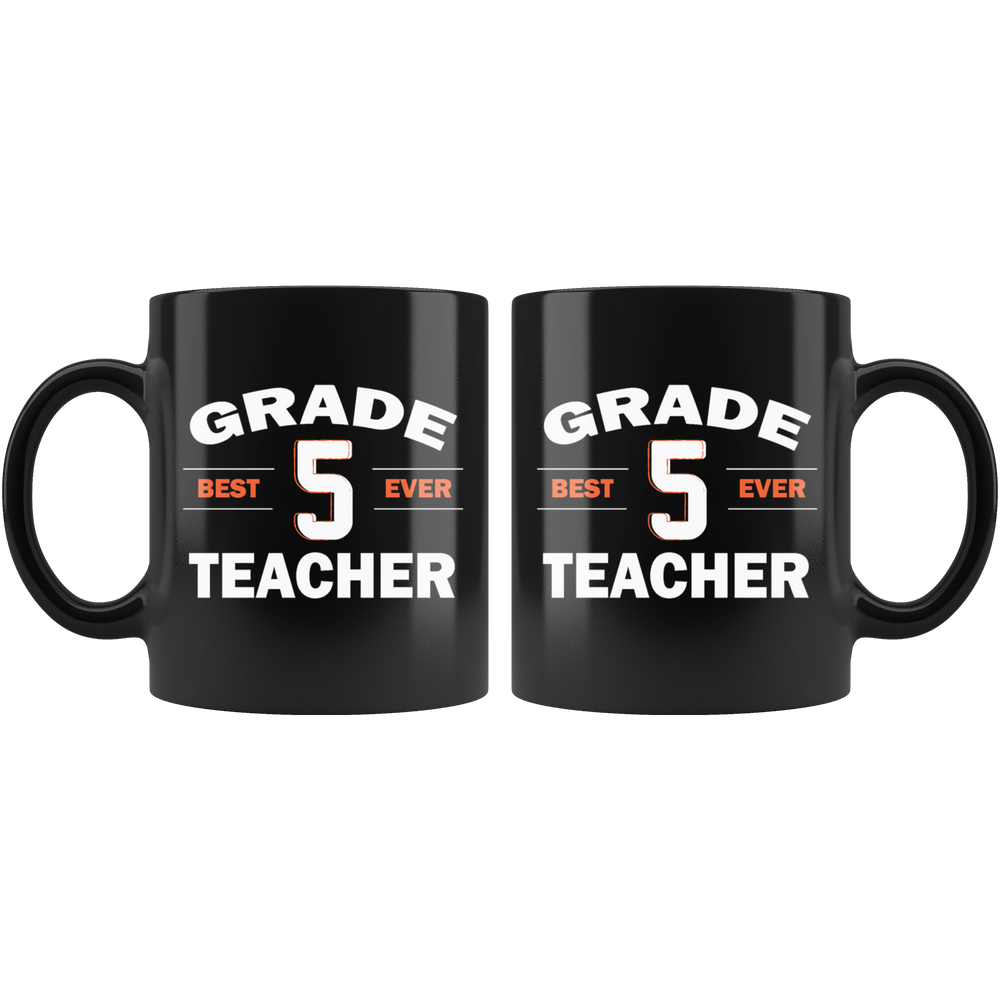 Grade 5 Teacher Mug - Black 11 oz.