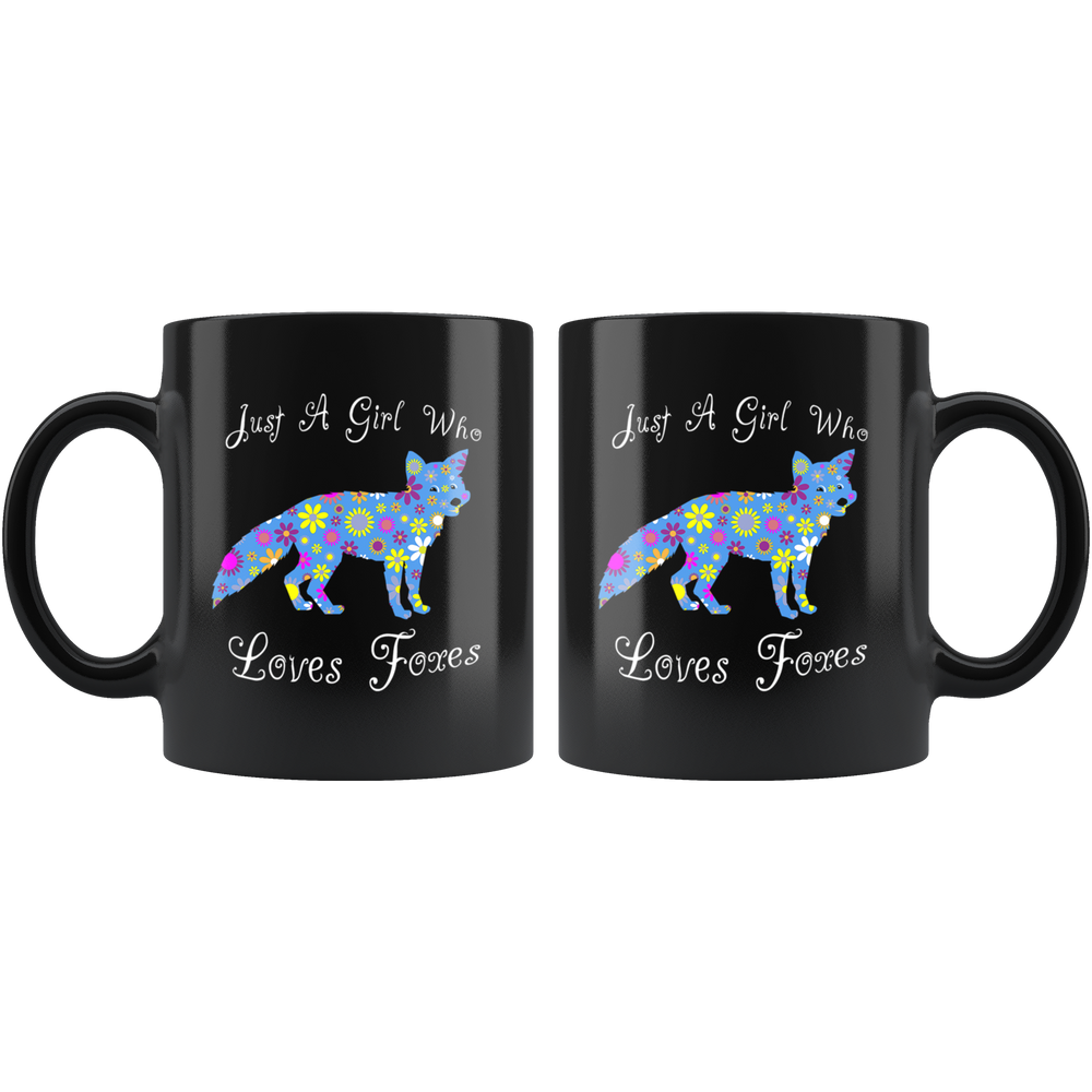 Girl Loves Foxes Mug - Black 11 oz.