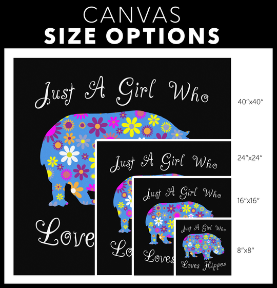Hippo Wall Art Canvas Print For Girls - Size Options