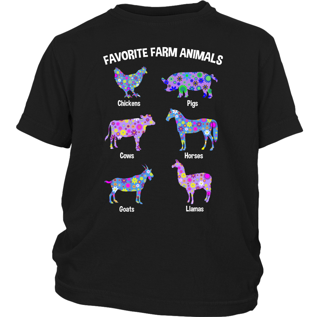 Favorite Farm Animals Shirt For Girls - Black