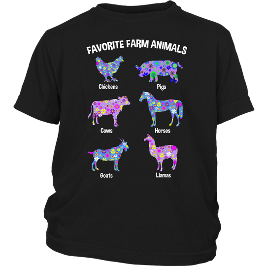 Favorite Farm Animals Shirt For Girls - Black