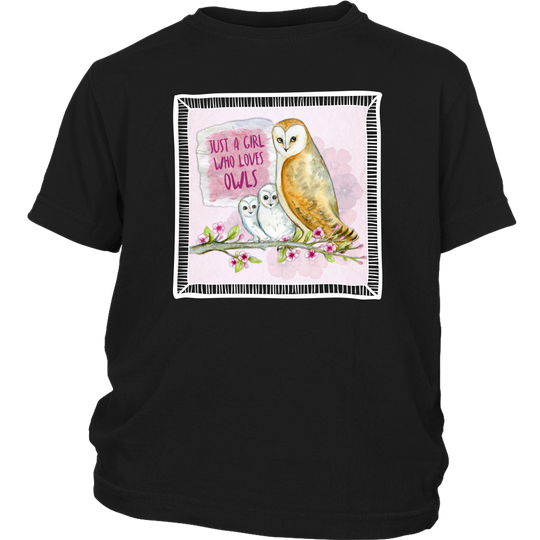 Girl Loves Owls Frame Shirt - Youth