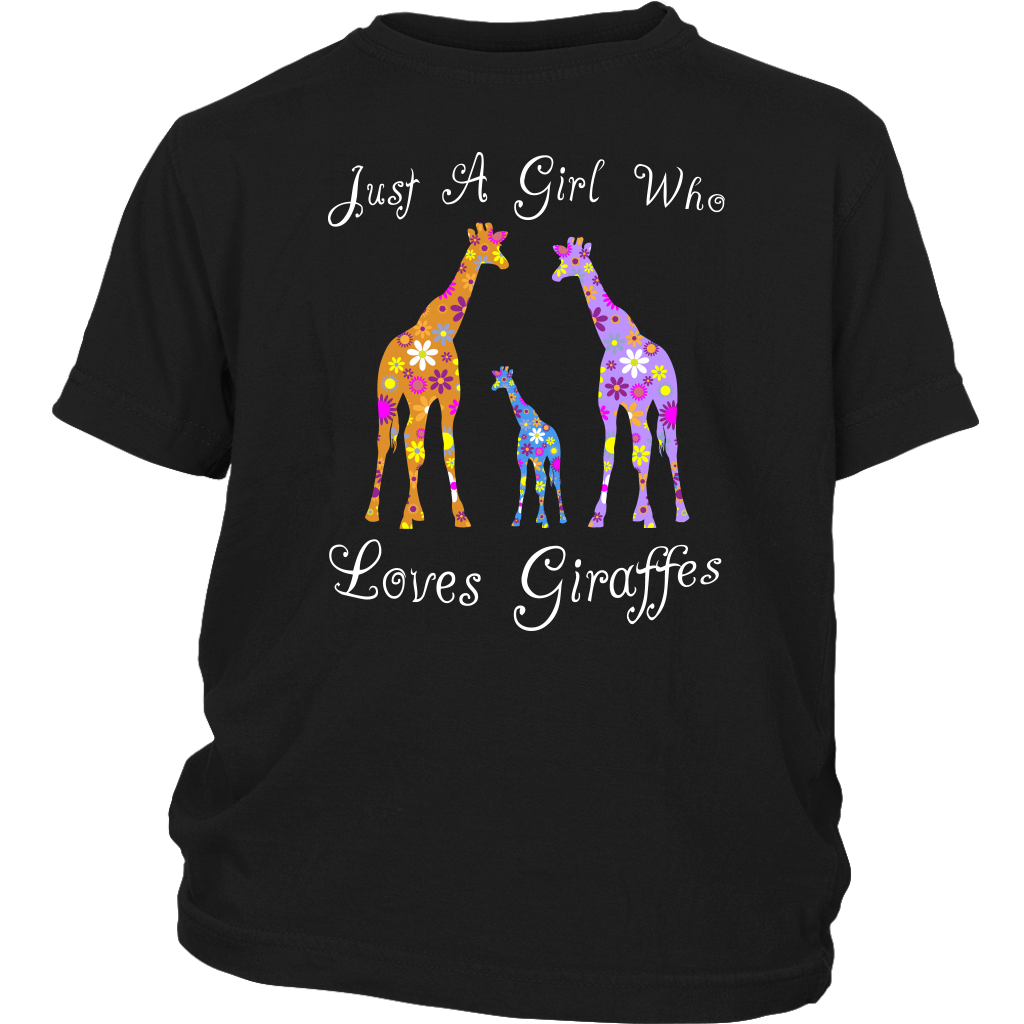 Cute Just A Girl Who Loves Giraffes Shirt - Black