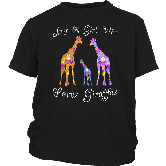 Cute Just A Girl Who Loves Giraffes Shirt - Black
