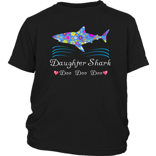 Daughter Shark Doo Doo Shirt For Girls - Black