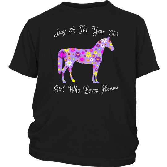 Horse Birthday Shirt 10 Year Old Girls - Black