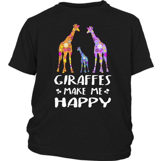 Giraffes Make Me Happy Shirt - Black