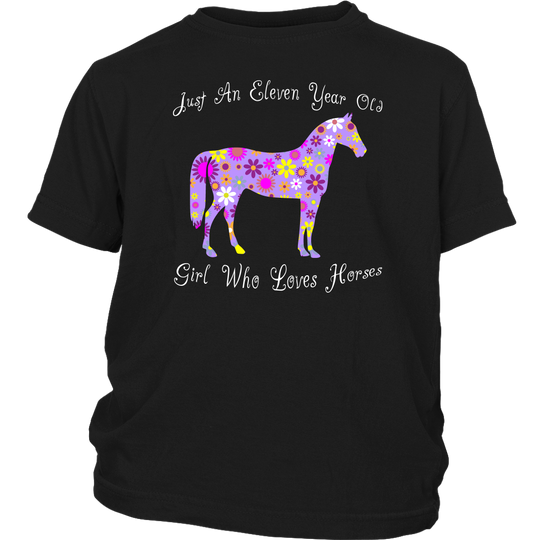 Horse Birthday Shirt 11 Year Old Girls - Black